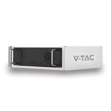 V-TAC VT48100E-P2-R Kit Batteria di Accumulo LiFePO4 5.12kWh 51.2V 100Ah con Armadio Rack e Copertura CEI 0-21 11377-R