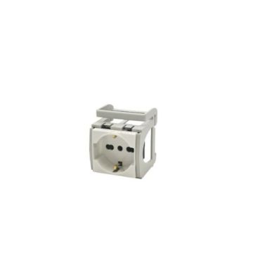 FAEG Portafrutto Adattatore da Guida Omega con Presa Schuko 2P+T 10/16 A – Modello FG14242