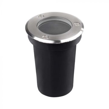 V-TAC VT-1127 Lampada segnapasso a cilindro ad incasso portalampada interrata segnapassi calpestabile rotondo colore nero e acciaio GU10 IP67 - SKU 10374