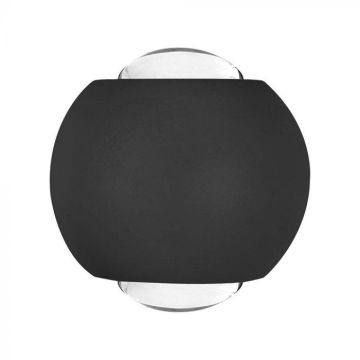 V-TAC VT-2502 Lampada applique LED 2W da parete sferica doppio fascio luminoso 4000K colore nero IP54 - SKU 10586