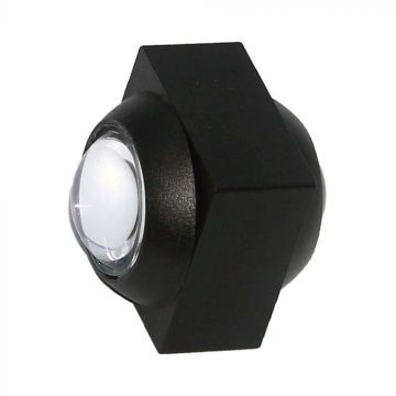 V-TAC VT-2503 Lampada applique LED 2W da parete quadrata doppio fascio luminoso 3000K colore nero IP54 - SKU 23028