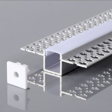 V-TAC VT-8201 Profilo in Alluminio per striscia led colore Silver a Incasso cover satinata (Max l: 12,4mm) 2000x55x15mm