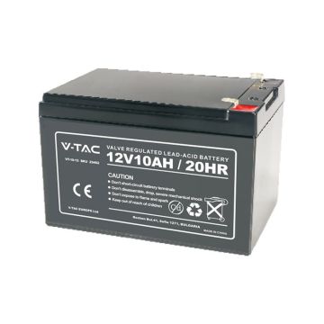 V-TAC Batteria al Piombo Acido 12V 10Ah per Allarme, UPS, videosorveglianza Terminali T2 178*35*60mm 23452