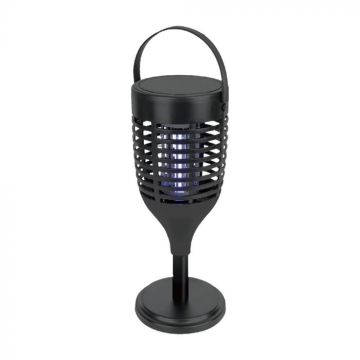 V-TAC VT-3215 zanzariera elettrica led con pannello solare, ricaricabile 3in1 USB-C 2W da giardino, campeggio, balcone