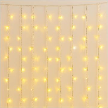 ETTROIT Tenda Luminosa 216 LED, 5Mt, Luce Giallo, Cavo Bianco, IP65, Prolungabile, Effetto Flash , Con fili a lunghezze alternate (da 3 a 12 cm) per un effetto dinamico