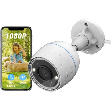 EZVIZ C3TN Telecamera di Sicurezza Esterna Wi-Fi 1080P 2.8mm,  Visione Notturna a Colori e Difesa Attiva IP67 compatibile Alexa