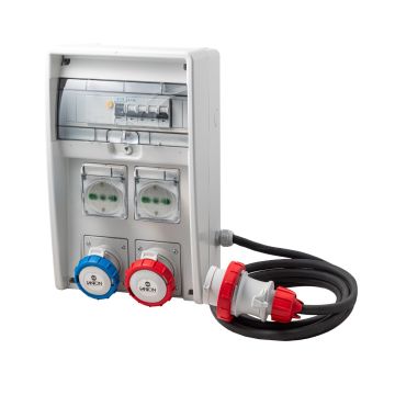 Fanton Quadro di Distribuzione ULISSE 250 IP44 9kW 2 Prese CEE + 2 P40 con Cavo 4 m 74224