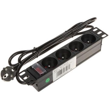 Multipresa Montaggio Rack 10&quot; 4 Prese CEE 7/5 3500W cavo 1.8m con interruttore retroilluminato