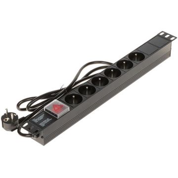 Multipresa Montaggio Rack 19" 6 Prese CEE 7/5 3680W Interruttore Retroilluminato 