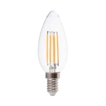 V-TAC VT-2127 lampadina led candela E14 6W 100LM/W a filamento luce bianco caldo 3000K - SKU 217423