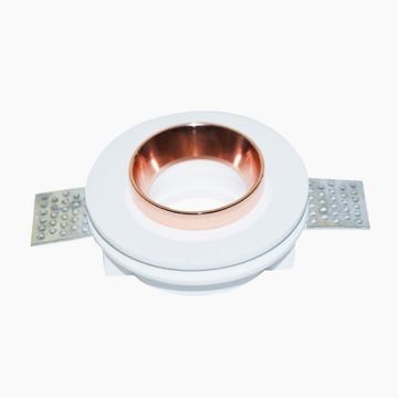 V-TAC VT-866 portafaretto incasso scomparsa rotondo gesso con bordo metallo cromato oro rosa 1xGU10-GU5.3 - SKU 3147