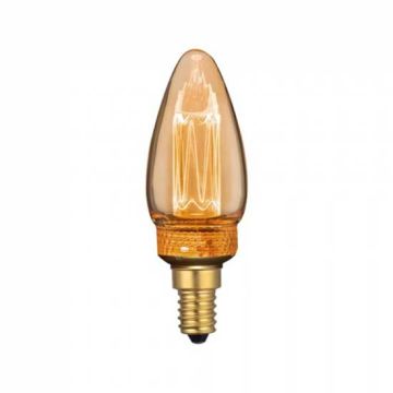V-Tac VT-2152 Lampadina LED 2W E14 Vetro Ambra con incisioni laser filamento bianco caldo 1800K - 7472