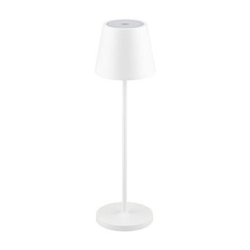 V-TAC 7522 lampada da tavolo ristorante led 2w bianco caldo batteria 4400ma wireless charging pulsante on off dimmerabile touch colore bianco ip54 sku 7651