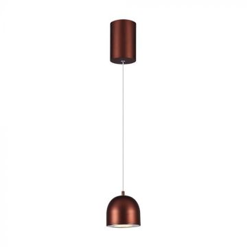V-TAC VT-7794 Lampadario LED 8.5W a sospensione forma cilindro bombato colore marrone rame 10cm regolabile 3000K - 7997