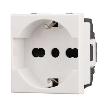Presa schuko compatibile Bticino Axolute 2P+T 10/16A 250V colore bianco Ettroit AB2102