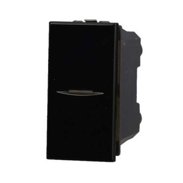 Pulsante assiale unipolare 1P 10A compatibile Bticino Axolute colore nero Ettroit AN0601