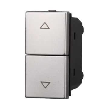 ETTROIT AG1202 Pulsante Doppio Saliscendi 1P+1P 16A Grigio Compatibile Con Bticino Axolute