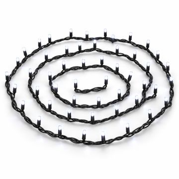 ETTROIT catena luminosa 100 LED 10 m, luce bianca, cavo nero, flash bianco