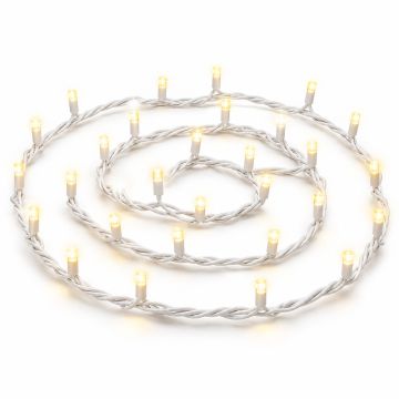 ETTROIT catena luminosa 100 LED 10 m, luce gialla, cavo bianco, flash bianco
