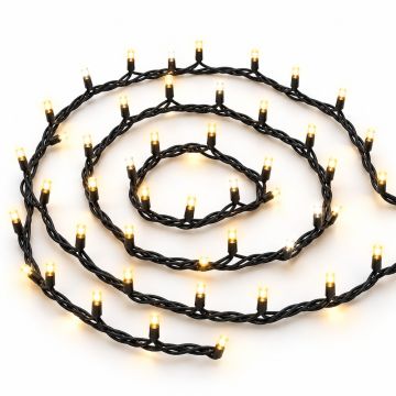 ETTROIT catena luminosa 100 LED 10 m, luce gialla, cavo nero, flash bianco