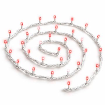 ETTROIT catena luminosa 100 LED 10 m, luce rossa, cavo bianco, flash bianco