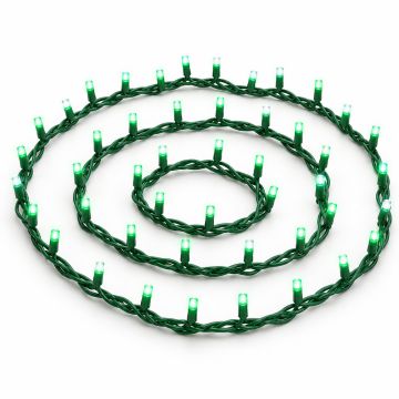 ETTROIT catena luminosa 100 LED 10 m, luce verde, cavo verde, flash bianco