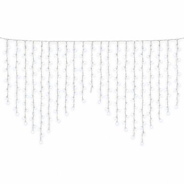 ETTROIT tenda luminosa a cadute alternate 216 LED 5 m, luce bianca, cavo bianco, flash bianco