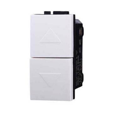 ETTROIT Pulsante doppio 1P+1P NO saliscendi tapparella compatibile Bticino Livinglight/international colore bianco LB1202