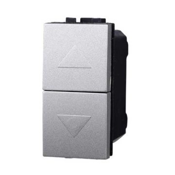 ETTROIT Pulsante doppio 1P+1P NO saliscendi compatibile Bticino Livinglight colore tech grigio - LG1202