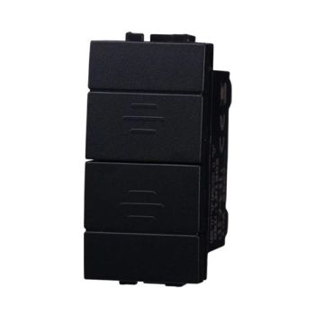 ETTROIT Pulsante doppio 1P+1P NO saliscendi tapparella compatibile Bticino Livinglight / INTERNATIONAL colore nero LN1202