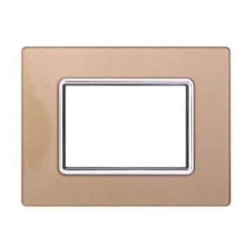 Ettroit placca compatibile Bticino Livinglight 3 moduli vetro colore oro - LN84311