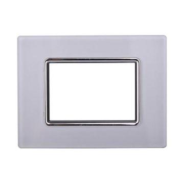 Ettroit placca compatibile Bticino Livinglight 3 moduli vetro colore bianco - LN84301