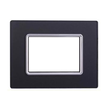 Ettroit placca compatibile Bticino Livinglight 3 moduli vetro colore grafite acciaio scuro - LN84310