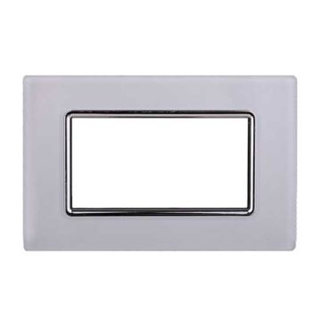 Ettroit placca compatibile Bticino Livinglight 4 moduli vetro colore bianco - LN84401
