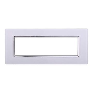 Ettroit placca compatibile Bticino Livinglight 7 moduli vetro colore bianco - LN84701