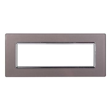 Ettroit placca compatibile Bticino Livinglight 7 moduli vetro colore argento - LN84706