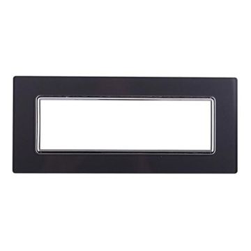 Ettroit placca compatibile Bticino Livinglight 7 moduli vetro colore grafite acciaio scuro - LN84710
