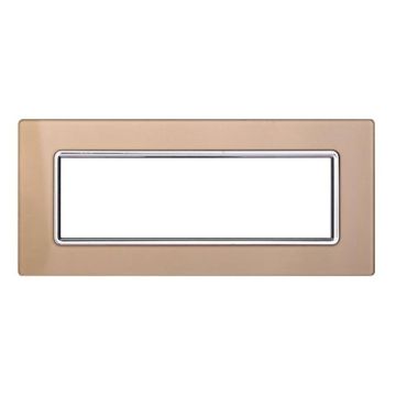 Ettroit placca compatibile Bticino Livinglight 7 moduli vetro colore oro - LN84711