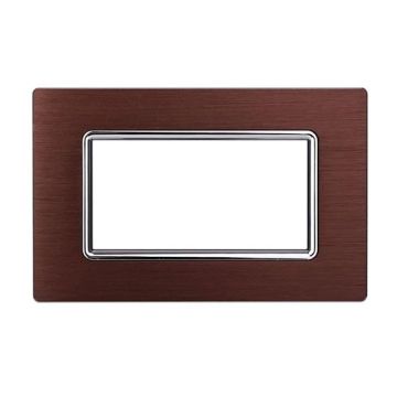 Ettroit placca compatibile Bticino Livinglight 4 moduli alluminio colore bronzo - LN86410