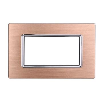 Ettroit placca compatibile Bticino Livinglight 4 moduli alluminio colore oro - LN86411