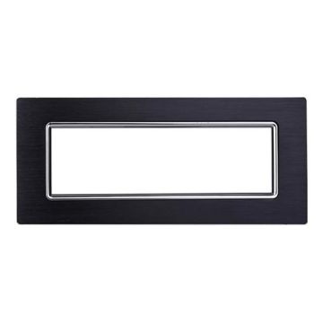 Ettroit placca compatibile Bticino Livinglight 7 moduli alluminio colore nero - LN86702