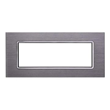 Ettroit placca compatibile Bticino Livinglight 7 moduli alluminio colore argento satinato - LN86706