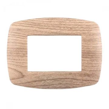 Ettroit placca compatibile Bticino Livinglight 3 moduli plastica slim colore legno chiaro - LN87304