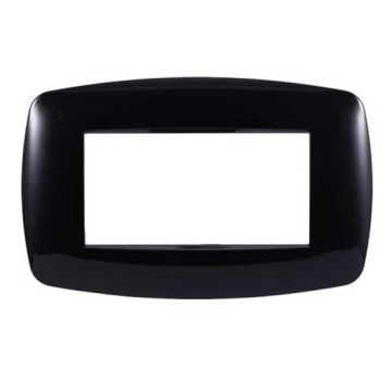 Ettroit placca compatibile Bticino Livinglight 4 moduli plastica slim colore nero - LN87402