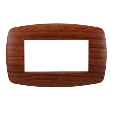 Ettroit placca compatibile Bticino Livinglight 4 moduli plastica slim colore radica - LN87403