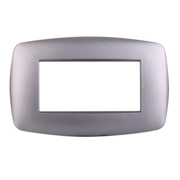 Ettroit placca compatibile Bticino Livinglight 4 moduli plastica slim colore argento - LN87406