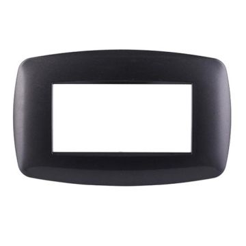 Ettroit placca compatibile Bticino Livinglight 4 moduli plastica slim colore acciaio scuro - LN87407