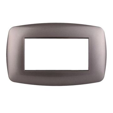 Ettroit placca compatibile Bticino Livinglight 4 moduli plastica slim colore titanio - LN87408