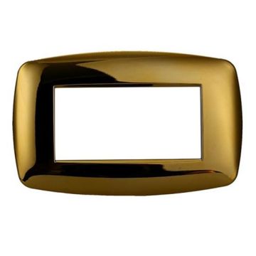 Ettroit placca compatibile Bticino Livinglight 4 moduli plastica slim colore oro lucido - LN87412