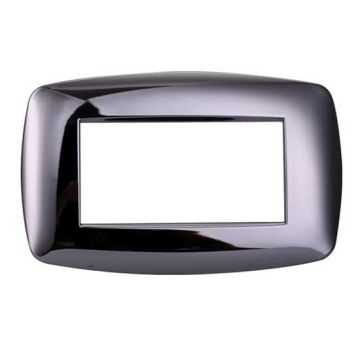 Ettroit placca compatibile Bticino Livinglight 4 moduli plastica slim colore cromato lucido - LN87413